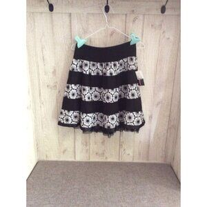 Joe Benbasset Womens M Mini Short Skirt Black White Lined Boho Chic Romantic